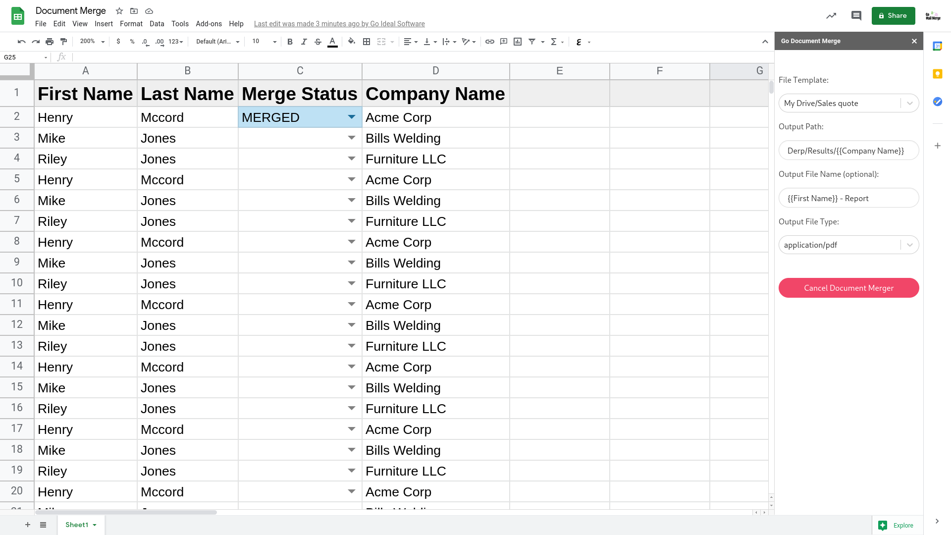 1. Prepare your Document Data in a Google Sheet